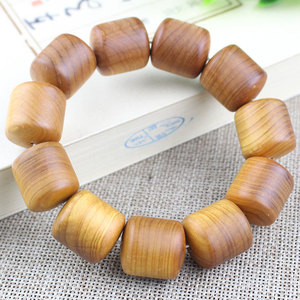 Pulsera de madera de ciprés con cuentas de barril de 18x20mm, unisex, para uso diario, joyería coleccionable - Product Image 1
