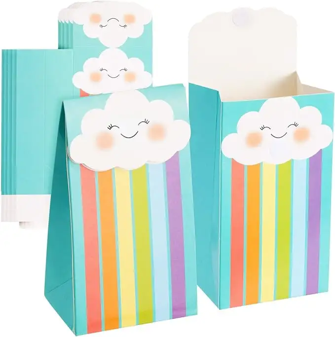Kustom tas dekorasi Baby Shower pesta pelangi tas hadiah pelangi Goodie tas dengan stiker untuk perlengkapan ulang tahun