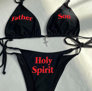 Groothandel Sexy Dames Badmode Cover Up Print Logo Met Hoge Taille 2 Stuk Bikini Sets Badpakken Voor Dames 2021 - Product Image 4