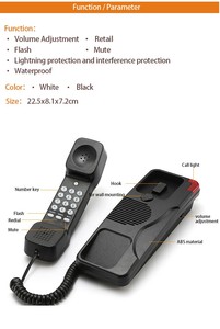 <span class=keywords><strong>Téléphone</strong></span> <span class=keywords><strong>fixe</strong></span> filaire PABX interphone étanche en plastique Excelltel Modèle 9602 à prix abordable avec voix <span class=keywords><strong>HD</strong></span> pour salle de bain d'hôtel - Product Image 4
