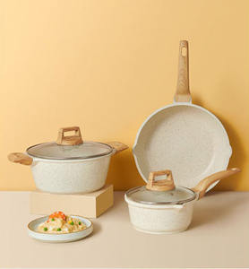 Ensemble de casseroles et poêles antiadhésives en aluminium moulé sous pression Ensemble de casseroles antiadhésives de haute qualité Ensemble d'ustensiles de cuisine en granit Fond d'<span class=keywords><strong>induction</strong></span> - Product Image 4