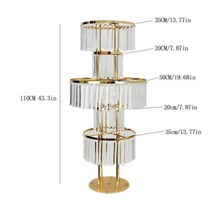 Candelabros grandes de lujo de metal dorado y decoraciones de mesa colgantes de cristal soporte de flores de boda centros de mesa - Product Image 6