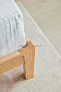 A5017 phong cách tối giản Bắc Âu rắn gỗ sồi màu đen tự nhiên và óc chó màu hiện đại nội thất phòng ngủ giường gỗ - Product Image 5