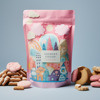 Sacs à bonbons imprimés sur mesure, fermetures à glissière refermables, sacs d'emballage alimentaire résistants à l'humidité, sachets en plastique à fond plat