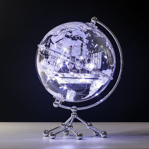 Wellfun Globe terrestre transparent léger en métal acrylique Globe de bureau décoratif Géographie Jouet éducatif terrestre - Product Image 2