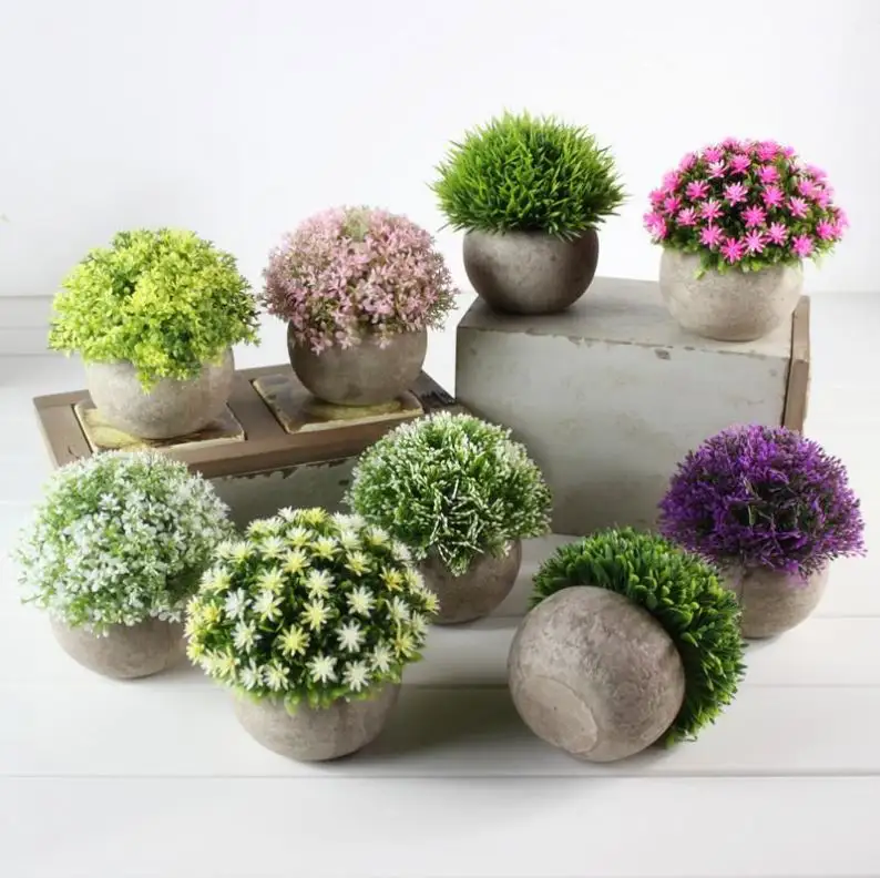 Falso fiore erba palla plastica Bonsai fiori artificiali simulazione pianta verde ripristino modi antichi arredamento per la casa