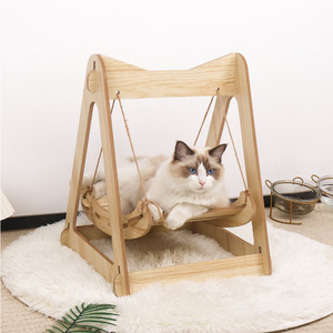 Wooden Rocking Cat <b>Swing</b> Double Layer Anti Tipping <b>Hammock</b> For Small Cats Pet Furniture - Product Image 2