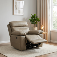 Fauteuil inclinable manuel en cuir de vachette véritable, canapé monoplace surdimensionné, mobilier de salon avec repose-pieds extensible