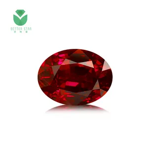 Pierres précieuses de rubis cultivées en laboratoire de haute qualité, 0.1 à 5 Carat, synthétiques rouges en vrac, acheteurs de pierres précieuses de laboratoire ovales en forme de cœur rond