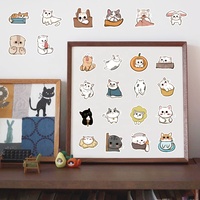 Lot de 50 autocollants décoratifs créatifs en résine, motif chat de dessin animé mignon et amusant, pour vélo, skateboard, voiture, casque, carnet