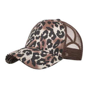 Leopard Print Tiger Print Ponytail Baseball Net Promotion Headband Cap Sun Hat