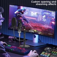 Microphone à condensateur sans fil portable léger 48V 2.4G XLR Type C USB avec carte son et éclairage RGB pour studio d'enregistrement