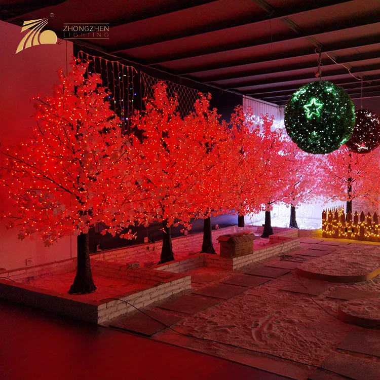 Penyesuaian Pabrik 120 Sudut Bercahaya RGB LED Bonsai Buatan Pohon Besar Cahaya