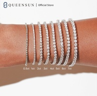 QUEENSUN 18K Blanc Gold1-5 Carats DE VVS IGI Laboratoire Cultivé Diamant Bijoux Réfrigéré Hip-Hop Bijoux Tennis Chaîne Bracelet