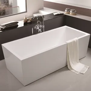 Nouveau dalam ruangan berdiri bebas ekstra panjang persegi panjang berdiri sendiri bak mandi perendam untuk kamar mandi Anda