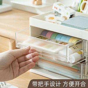 Drawer Style Compartmentalized Storage Box White Transparent Drawers Stackable Office Desk Organizer Stationery Holder - Product Image 2