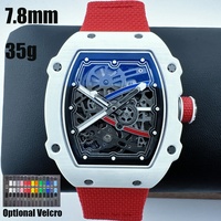 Montre mécanique de sport pour homme de haute qualité, version V3 6702, grand cadran squelette, boîtier blanc en forme de barillet en fibre de carbone, style Maroc