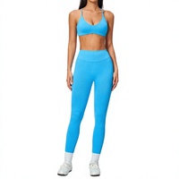 Ensemble de yoga sans couture pour femme : Soutien-gorge de sport et leggings taille haute, séchage rapide, respirant, dos en Y, couleur unie, infroissable, tenue de fitness