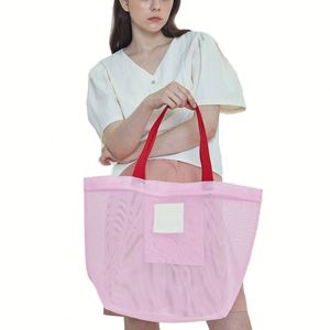 Mesh Beach <b>Bags</b> Toy Tote Handbag Storage <b>Net</b> Portable Pockets Foldable Swim Chic - Product Image 1