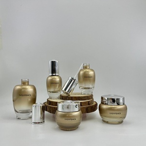 Eco Friendly New Luxury Classic <span class=keywords><strong>Glace</strong></span> Oil Glass Jar Contenedores y botella Juego completo para el cuidado de la piel Cosméticos Embalaje - Product Image 1