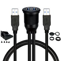 Câble d'extension double USB 3.0 A mâle vers femelle à montage sur panneau avec charge rapide 3A et blindage tressé pour appareil photo et ordinateur - Échantillon gratuit