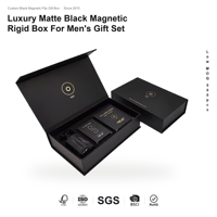 Coffret cadeau pour homme en boîte rigide magnétique noire mate personnalisée de luxe pour la cologne, marché américain, nouveau design