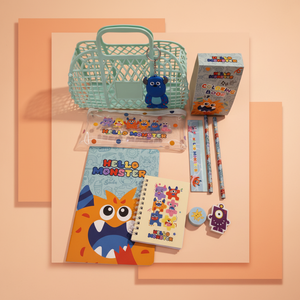 Panier-cadeau personnalisé comprenant une gomme, une règle, une trousse, un ensemble de papeterie mignon pour la rentrée scolaire, des <span class=keywords><strong>taille</strong></span>-crayons - Product Image 1