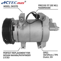 Compresseur de climatisation automobile DKS17D pour Nissan Navara D40 Pathfinder R51 2.5 DCI 125MM 7PK 12V 92600MA000 Pompe de climatisation automobile