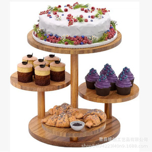 ชั้นวางของตั้งโต๊ะไม้หลายชั้น ชั้นวางเค้กทรงกลม วัสดุไม้แข็งแรงทนทาน รุ่น Yc 915 - Product Image 3