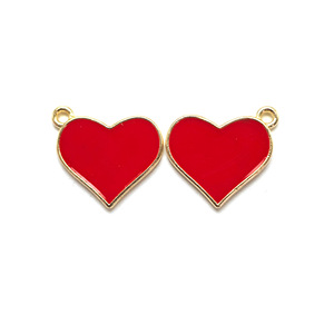 Pendentif en émail rouge en forme de cœur, 20x22mm, en alliage de Zinc, pour la fabrication de colliers, accessoire de bijoux à faire soi-même - Product Image 3