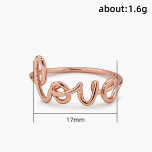 Anello decorativo con motivo a lettere in stile coreano, ornamento semplice da abbinare ogni giorno per le donne - Product Image 3