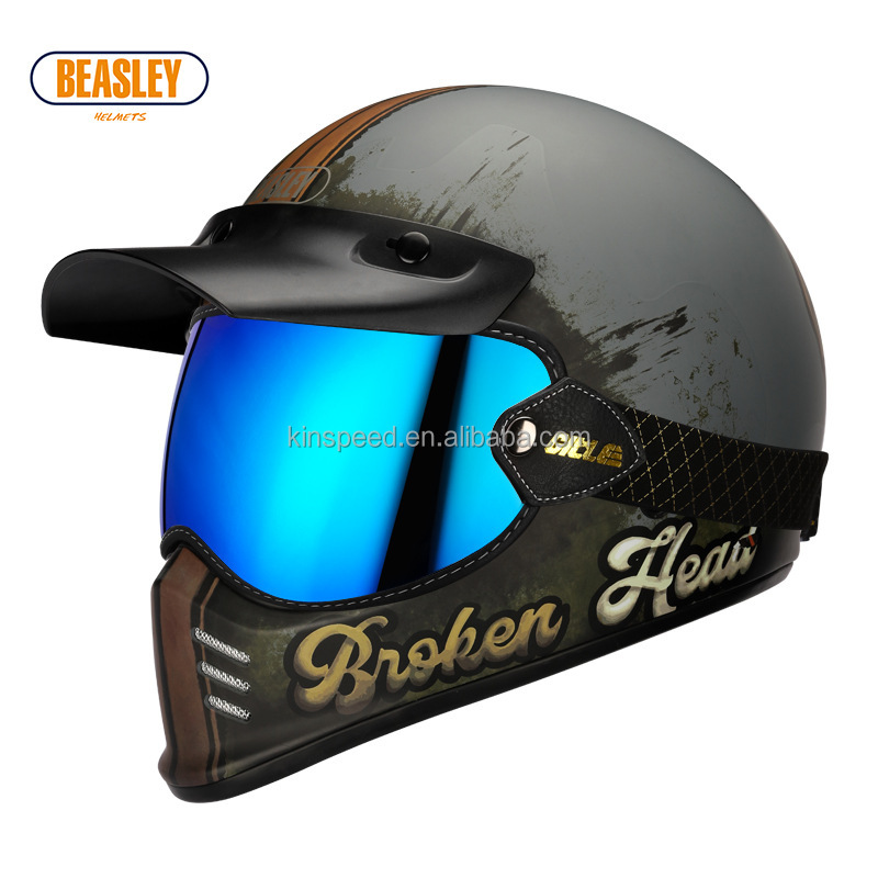 Beasleyレトロクラシックスタイルフルフェイスバイクオートバイ用