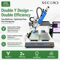 Machine de distribution de colle de bureau à double axe CE certifiée 4 axes avec vision CCD intelligente, contrôle par PC, servomoteur et précision de ±0,015 mm