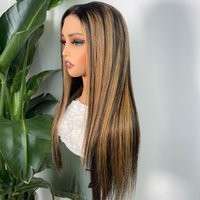 Peluca de Cabello Humano con Frente de Encaje Transparente SDD 13x6, Color FP1b/27, 22 Pulgadas, Lacia, para Mujeres Negras, Precio Económico