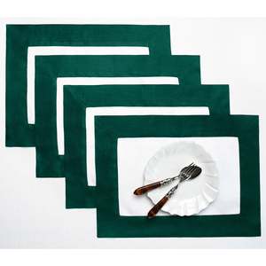 Napperons en lin bordés pour les organisateurs de conférences avec bordure étroite contrastée pour le service de restauration - Product Image 1