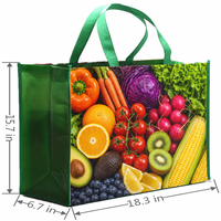 Sacs de courses TNT PP laminés personnalisés en gros, réutilisables, grand format, impression couleur pour motifs fruits et légumes