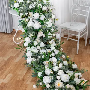 Guirlande de course de fleurs 3D colorées, fleur verte, pour mariage, décoration de mariage, nouveau Design, T018