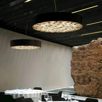 Lustre moderne nordique rond en forme de cylindre et en bois coloré avec panneau LED, suspension en tissu pour salle à manger et cuisine