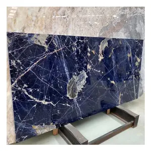 Luxury Stone White Veins Cloisonne Marble Slabs Villa Decor Marble Countertop Wall Background Brazil Sodalite Blue Marble Tile