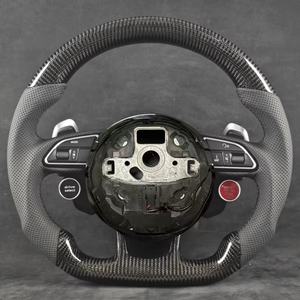 Botones de inicio personalizados <span class=keywords><strong>Volante</strong></span> de cuero de fibra de carbono para <span class=keywords><strong>Audi</strong></span> B8 S4 A3 A5 A6 A6L <span class=keywords><strong>A4</strong></span> Q7 TT RS4 RS5 A4L C8 Q5 S5 B9 actualizado - Product Image 2
