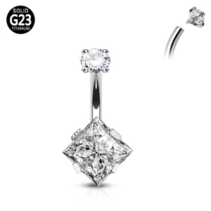 Gioielli per Piercing in Titanio ASTM F136 G23, Anelli per Ombelico con Filettatura Interna Rotonda/Quadrata/a Forma di Stella/Cuore con Zirconi Cubici 136 - Product Image 5