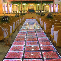 Plateforme en verre trempé transparent personnalisée avec des motifs floraux pour la décoration de mariages, d'anniversaires et d'événements festifs