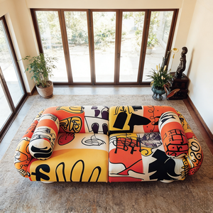Sofá de Arte Pop de Lujo Hecho a Mano |   Sofá Seccional Modular de Tela de Alta Gama para Venta al por Mayor y Dropshipping - Product Image 1