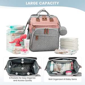 Sac à langer de voyage pour maman, sac à dos pour bébé, en cuir vegan PU, tendance, personnalisé, échantillon gratuit - Product Image 3