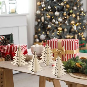 Laser Cut Wooden <b>Christmas</b> <b>Trees</b> Unfinished 3D Decor For Home <b>Table</b> Hanging Ornaments DIY Painting Craft Kids Project - Product Image 4