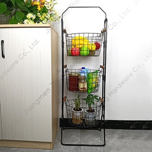 Detachable Three Tier Wrought Iron Storage Basket Black <b>Standing</b> Kitchen Living Room Fruit <b>Vegetable</b> Snack Rack - Product Image 1