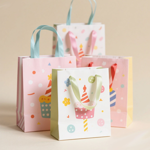 Custom Bunny Prints <strong>Easter</strong> Egg Hunt Kraft Paper <strong>Gift</strong> <strong>Bags</strong> Fast Shipping for Pastel Spring Colors Bulk Order - Product Image 3