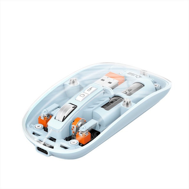 Customized LOGO Transparent Mouse Wireless Bluetooth Three-mode Magnetic Suction Mute Rechargeable Mouse for Tablet PC Notebook