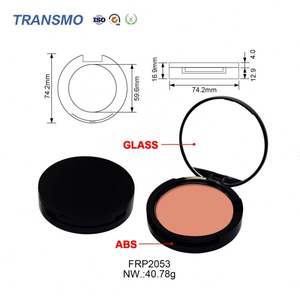 Boîte à poudre compacte cosmétique noire, contenant de blush rond, boîte à poudre compacte cosmétique avec miroir - Product Image 2