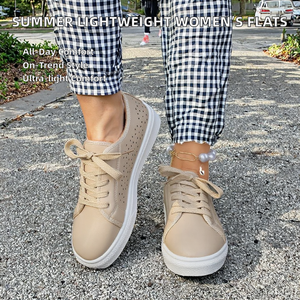 Calzado deportivo ligero y transpirable para caminar, tallas grandes, zapatillas casuales para mujer, zapatillas planas para correr con suela de goma. - Product Image 2